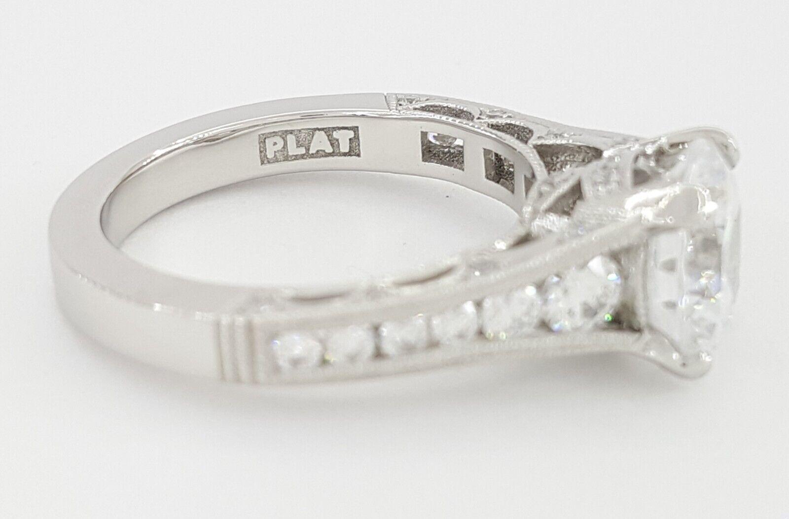 Tacori Reverse Crescent HT251012X Round Plat Semi-Mount Engagement Ring 0.62 ct