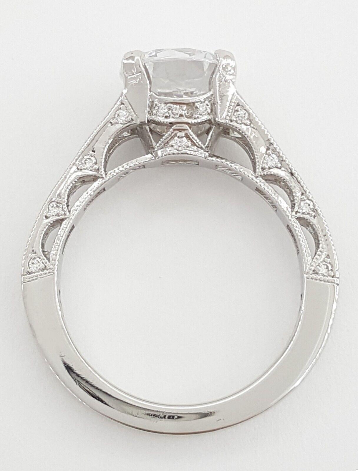 Tacori Reverse Crescent HT251012X Round Plat Semi-Mount Engagement Ring 0.62 ct