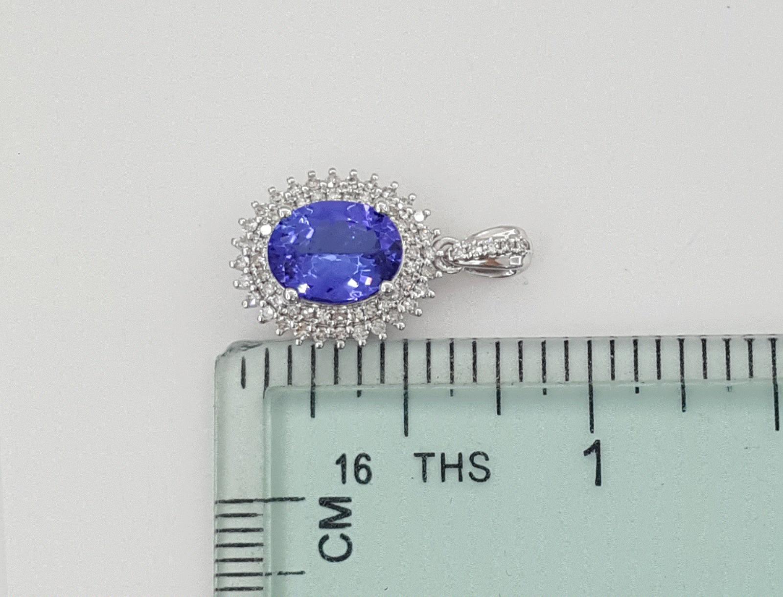 Tanzanite & Diamond Double Halo Oval Pendant 2.1 ct 14K White Gold Rtl 1,995