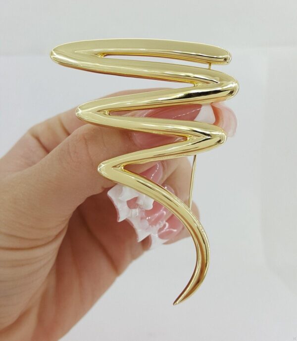 Tiffany & Co Paloma Picasso 18K Zig-Zag Squiggle Pin Brooch Large 23.9Grams 2.6"