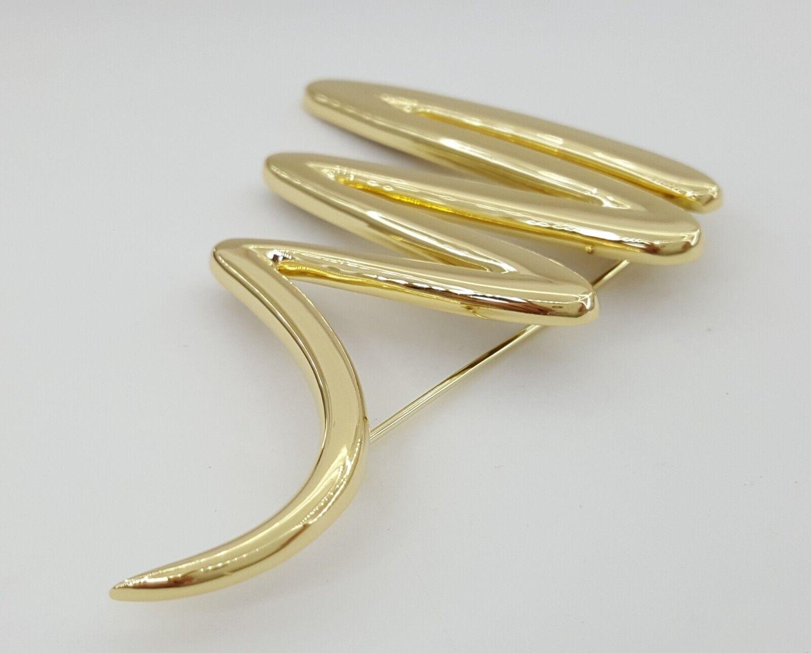 Tiffany & Co Paloma Picasso 18K Zig-Zag Squiggle Pin Brooch Large 23.9Grams 2.6"