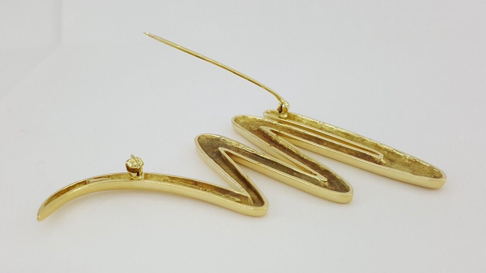 Tiffany & Co Paloma Picasso 18K Zig-Zag Squiggle Pin Brooch Large 23.9Grams 2.6"