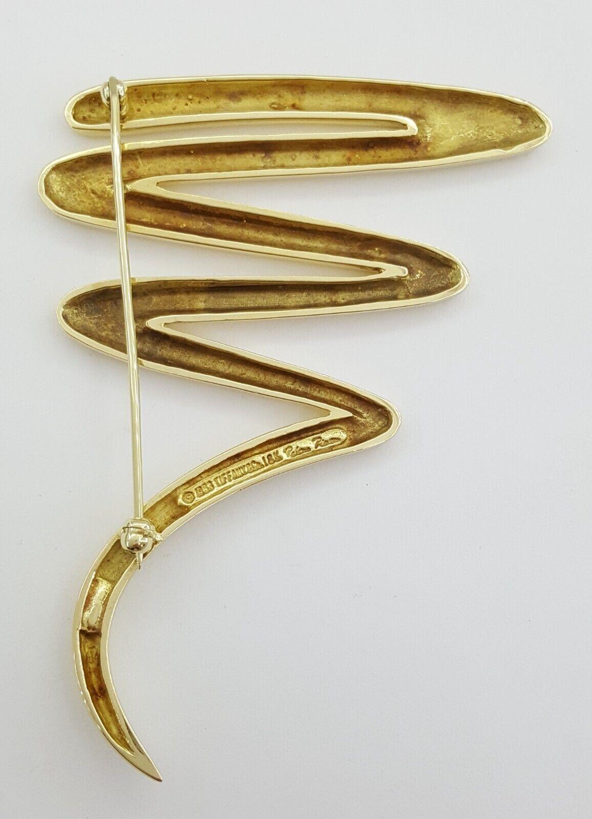 Tiffany & Co Paloma Picasso 18K Zig-Zag Squiggle Pin Brooch Large 23.9Grams 2.6"