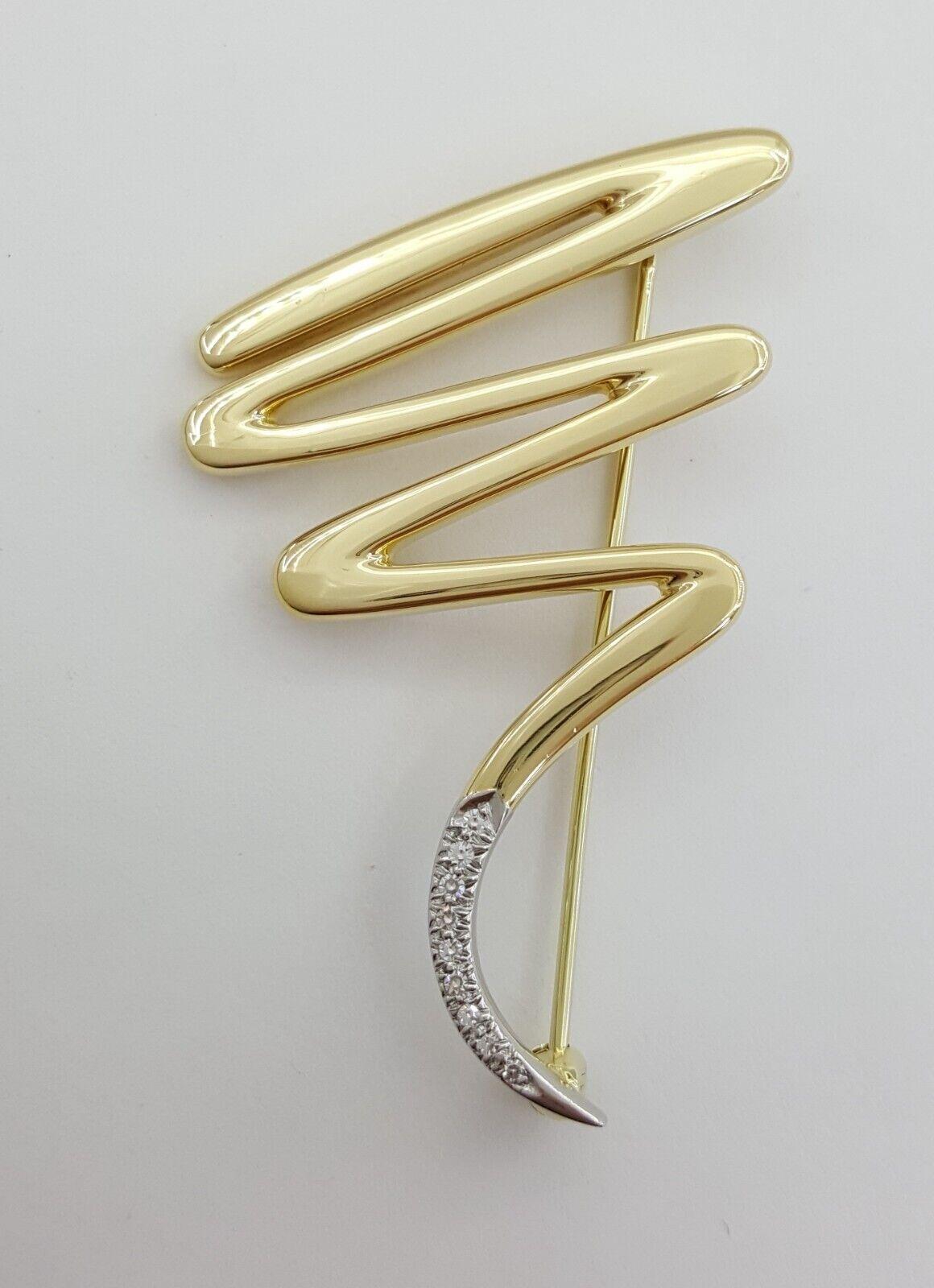 Tiffany & Co Paloma Picasso Zig-Zag Squiggle Diamond Pin Brooch Large 18k Plat