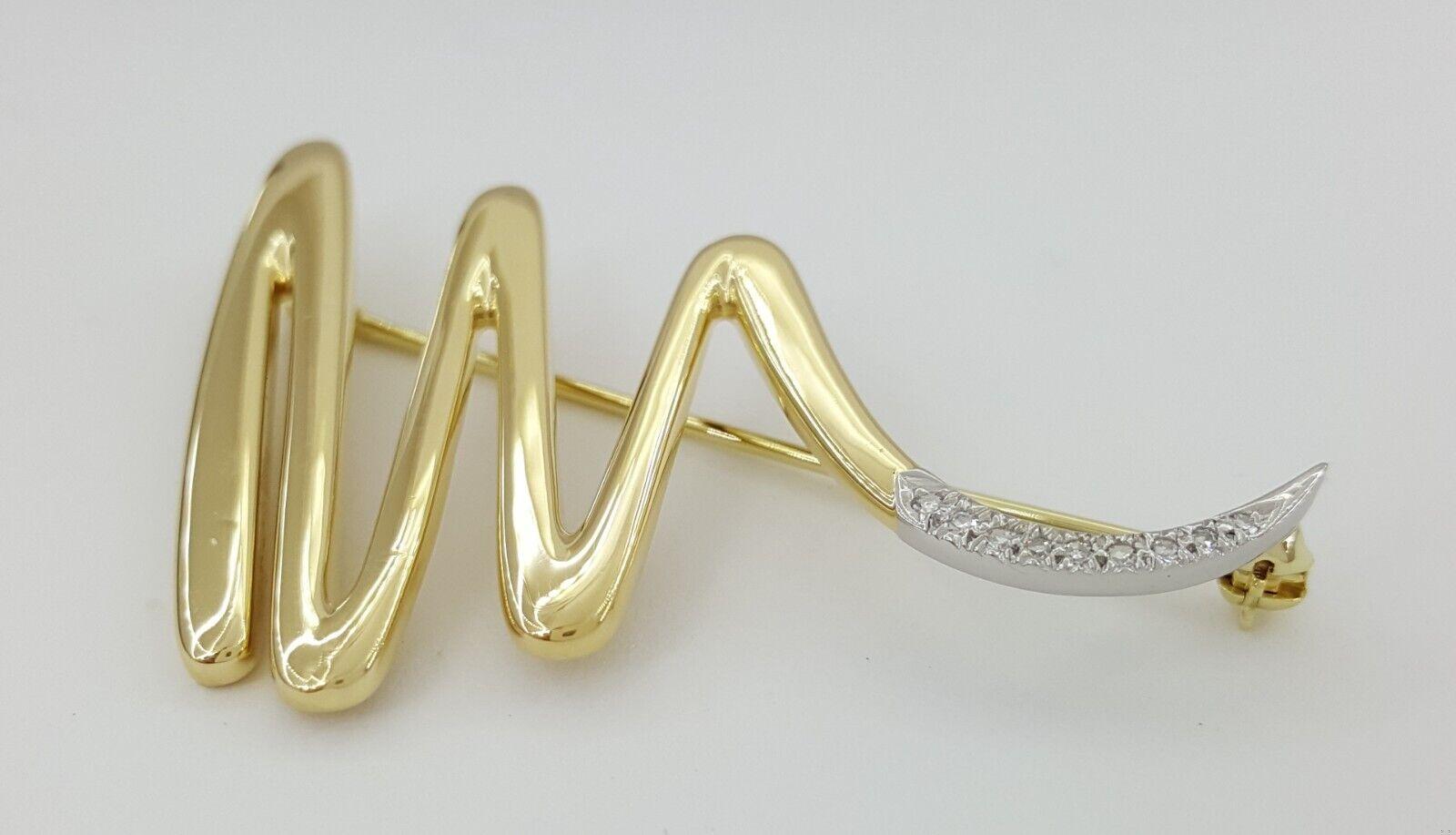 Tiffany & Co Paloma Picasso Zig-Zag Squiggle Diamond Pin Brooch Large 18k Plat