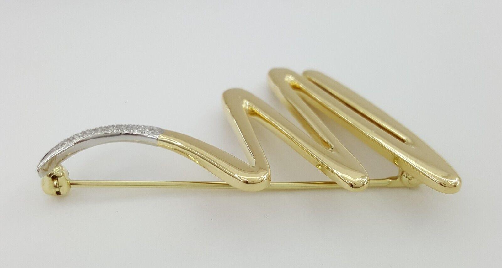 Tiffany & Co Paloma Picasso Zig-Zag Squiggle Diamond Pin Brooch Large 18k Plat