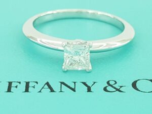 Tiffany & Co Princess Cut Diamond Solitaire Engagement Ring 0.44 ct Retail 4.1K