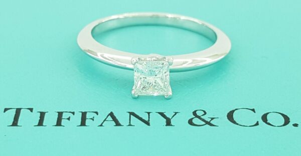 Tiffany & Co Princess Cut Diamond Solitaire Engagement Ring 0.44 ct Retail 4.1K
