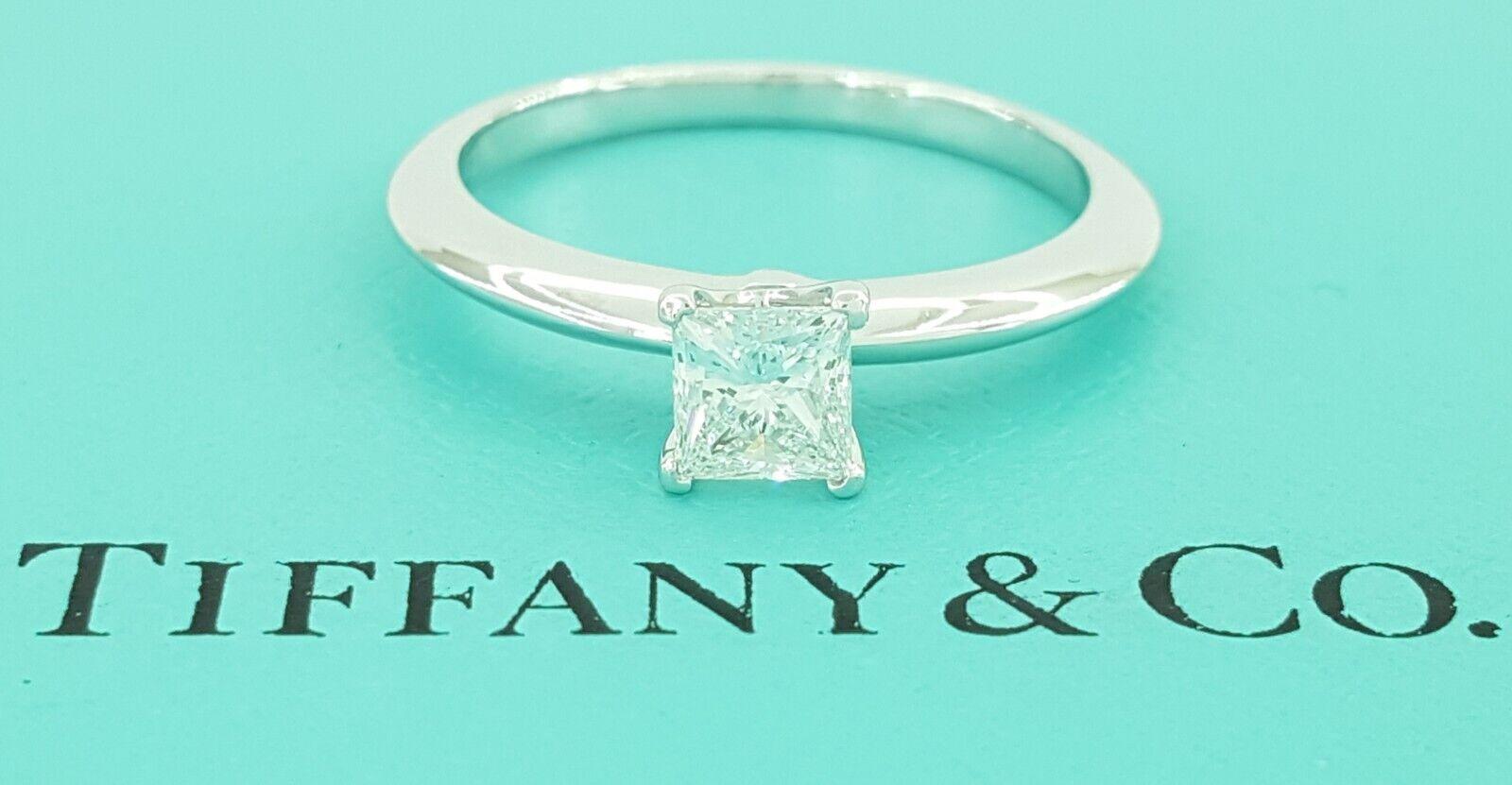 Tiffany & Co Princess Cut Diamond Solitaire Engagement Ring 0.44 ct Retail  4.1K