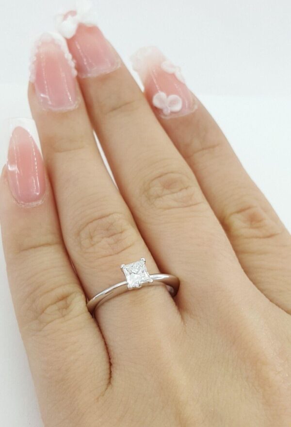 Tiffany & Co Princess Cut Diamond Solitaire Engagement Ring 0.44 ct Retail 4.1K