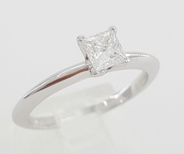 Tiffany & Co Princess Cut Diamond Solitaire Engagement Ring 0.44 ct Retail 4.1K