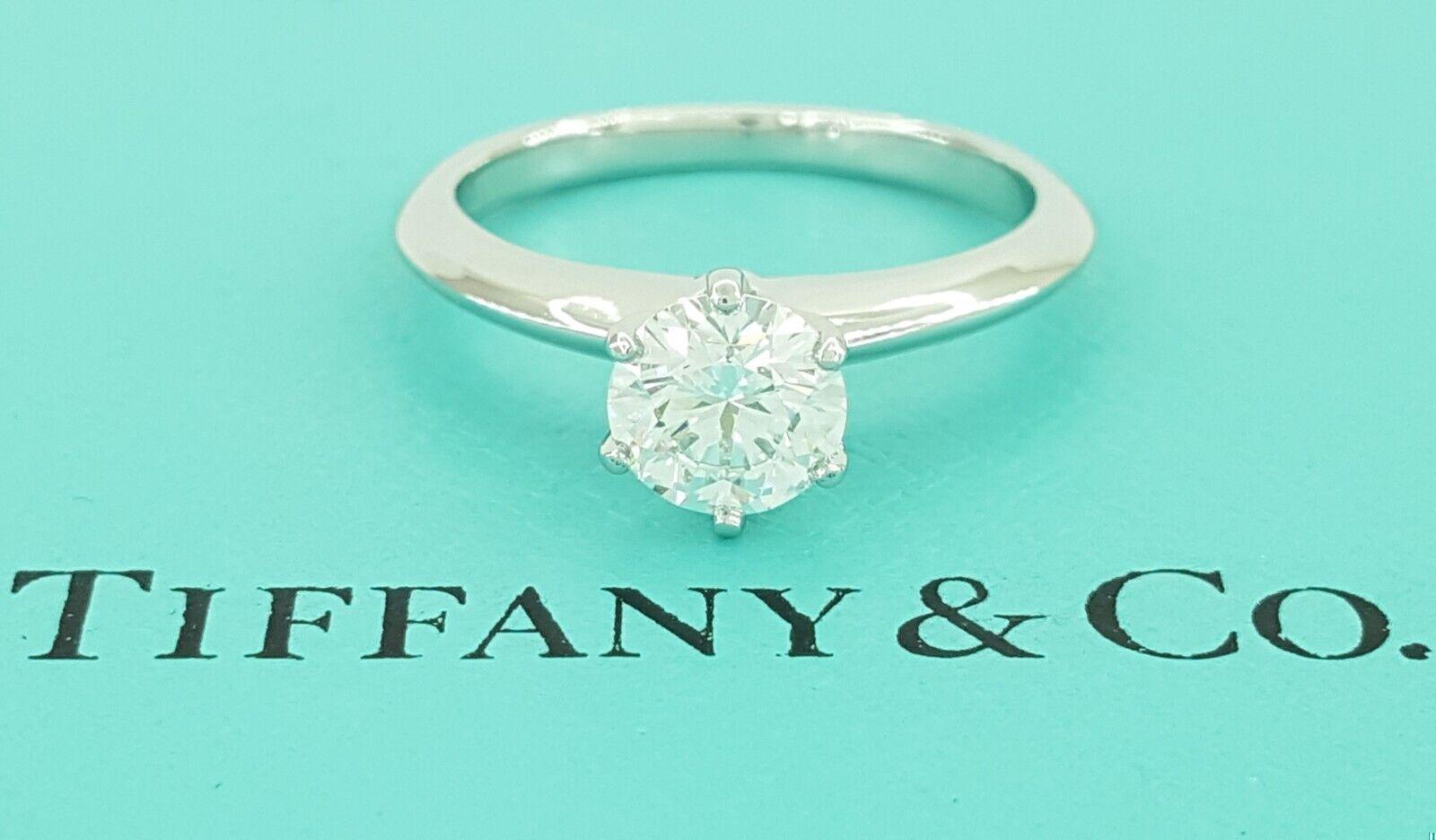 Tiffany & Co Round Diamond Solitaire Platinum Engagement Ring 0.74 ct Rtl 10.6K