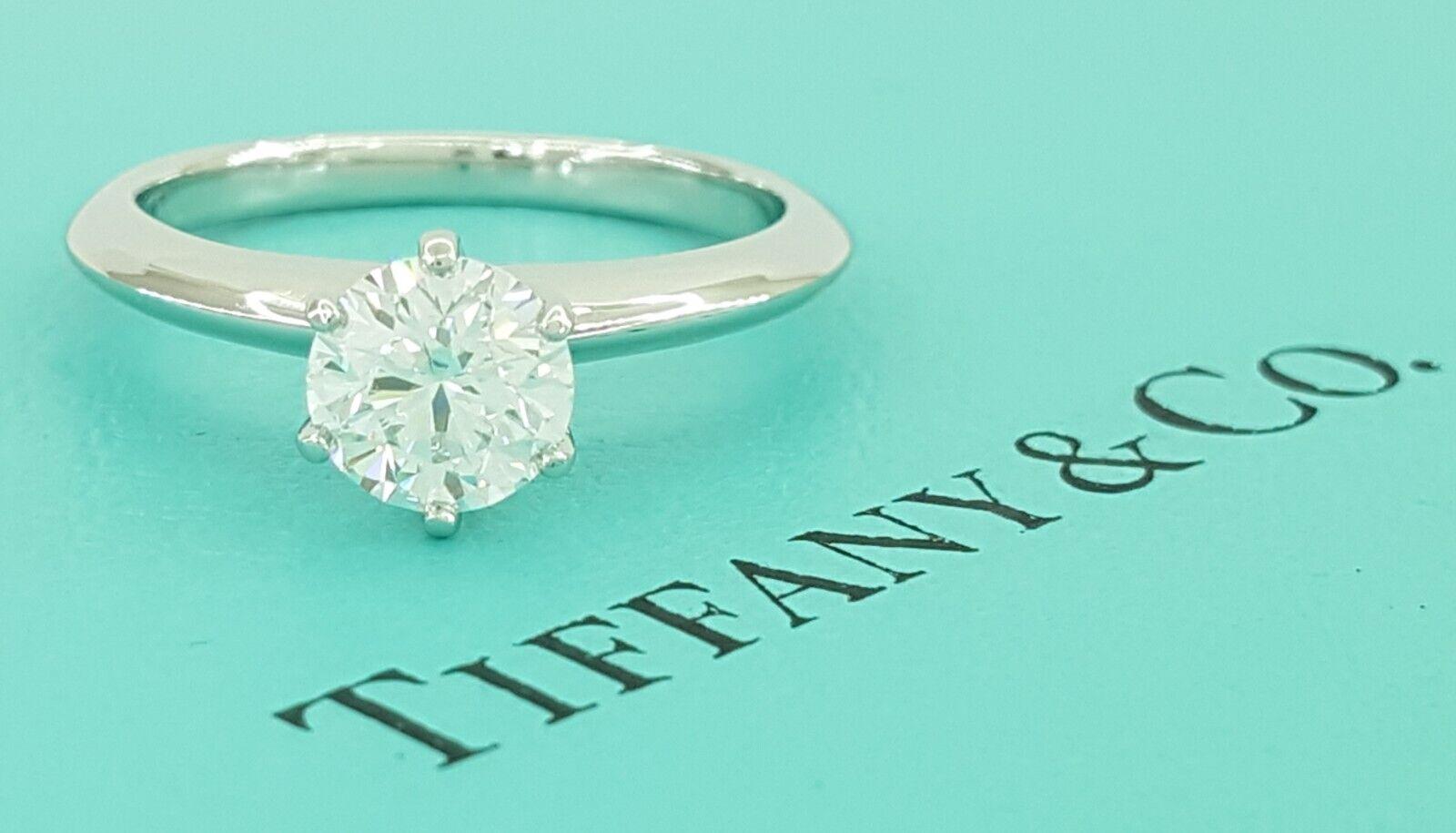 Tiffany & Co Round Diamond Solitaire Platinum Engagement Ring 0.74 ct Rtl 10.6K