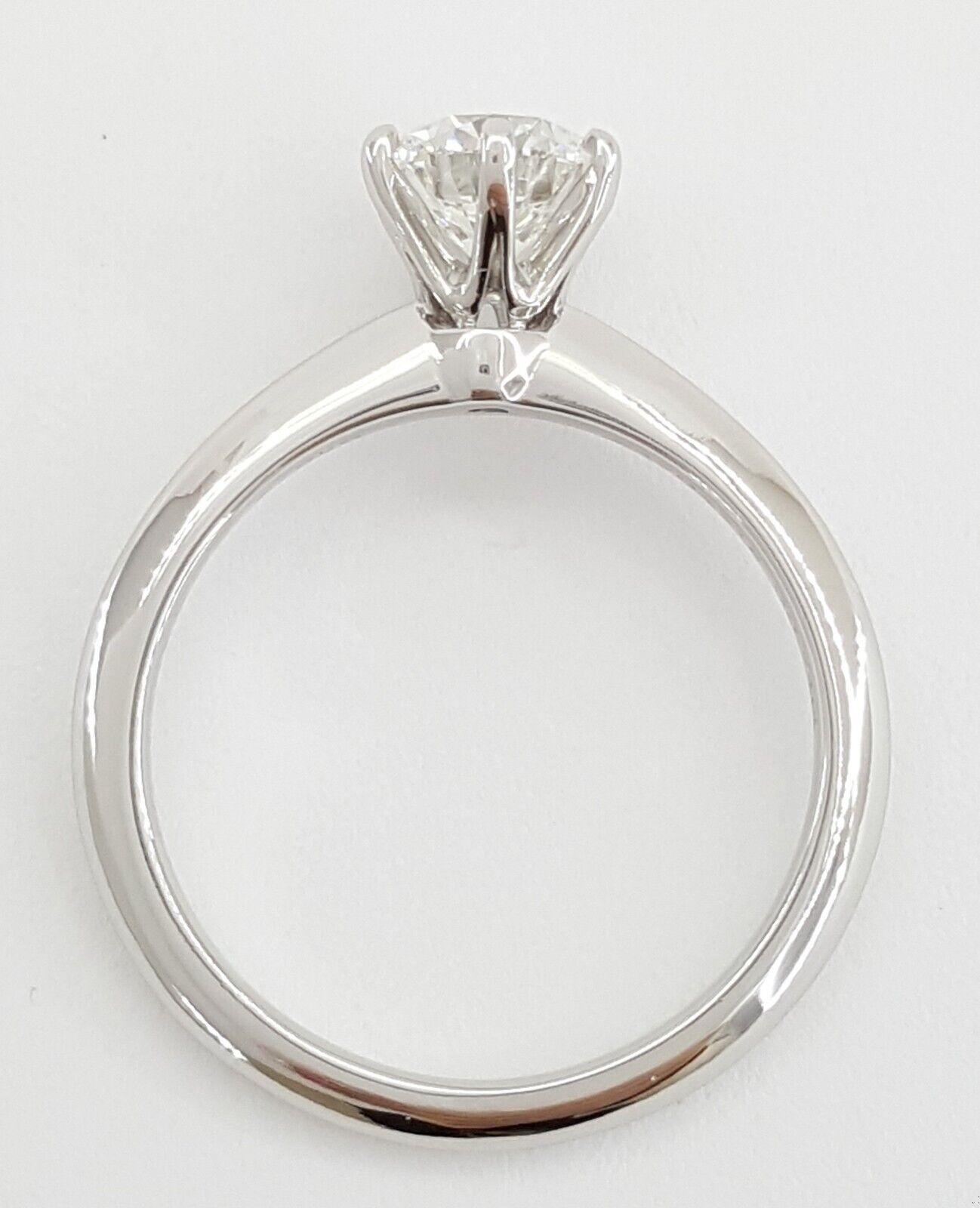 Tiffany & Co Round Diamond Solitaire Platinum Engagement Ring 0.74 ct Rtl 10.6K