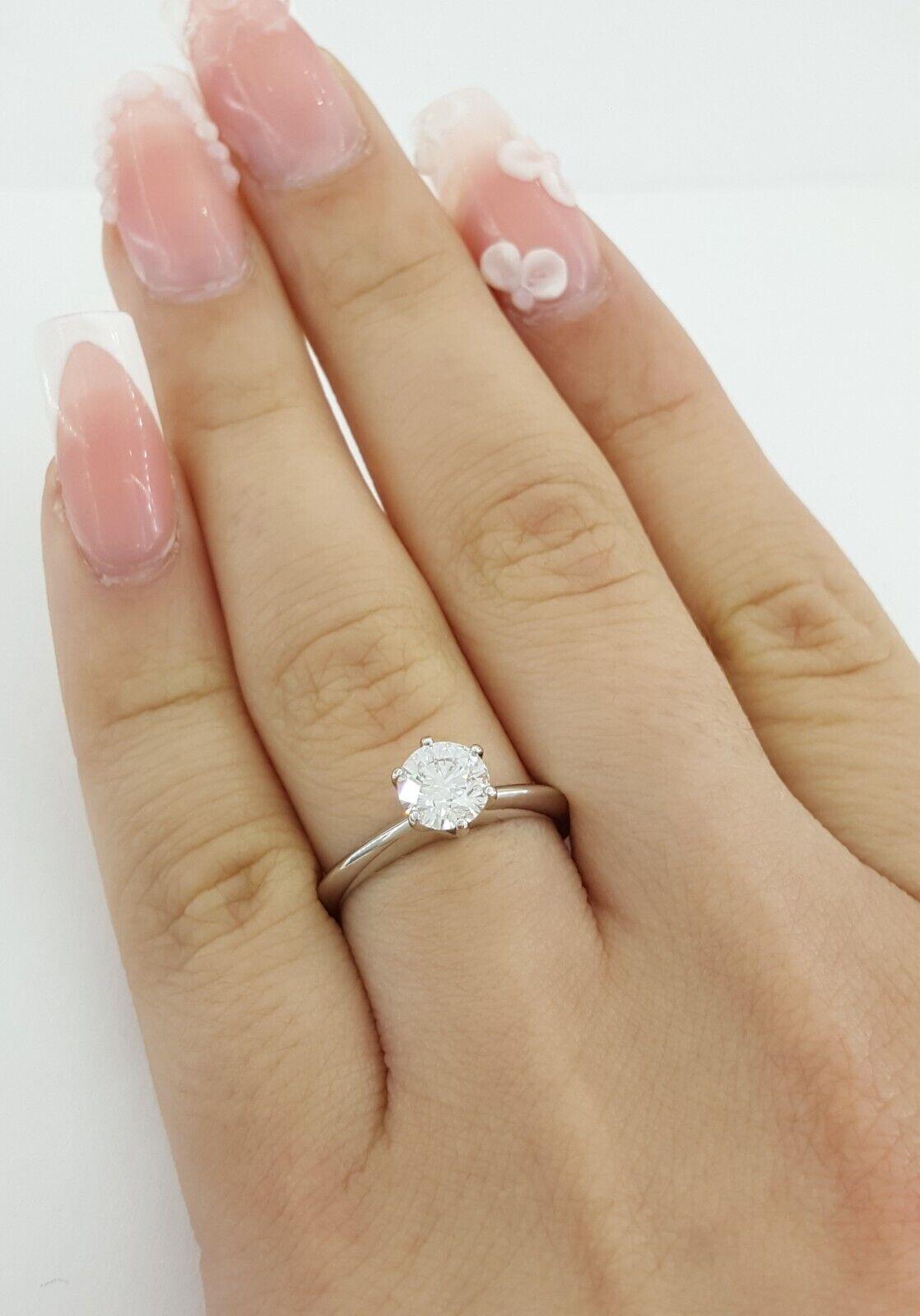 Tiffany & Co Round Diamond Solitaire Platinum Engagement Ring 0.74 ct Rtl 10.6K