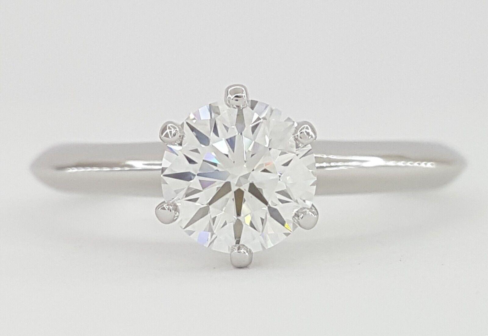 Tiffany & Co Round Diamond Solitaire Platinum Engagement Ring 0.74 ct Rtl 10.6K