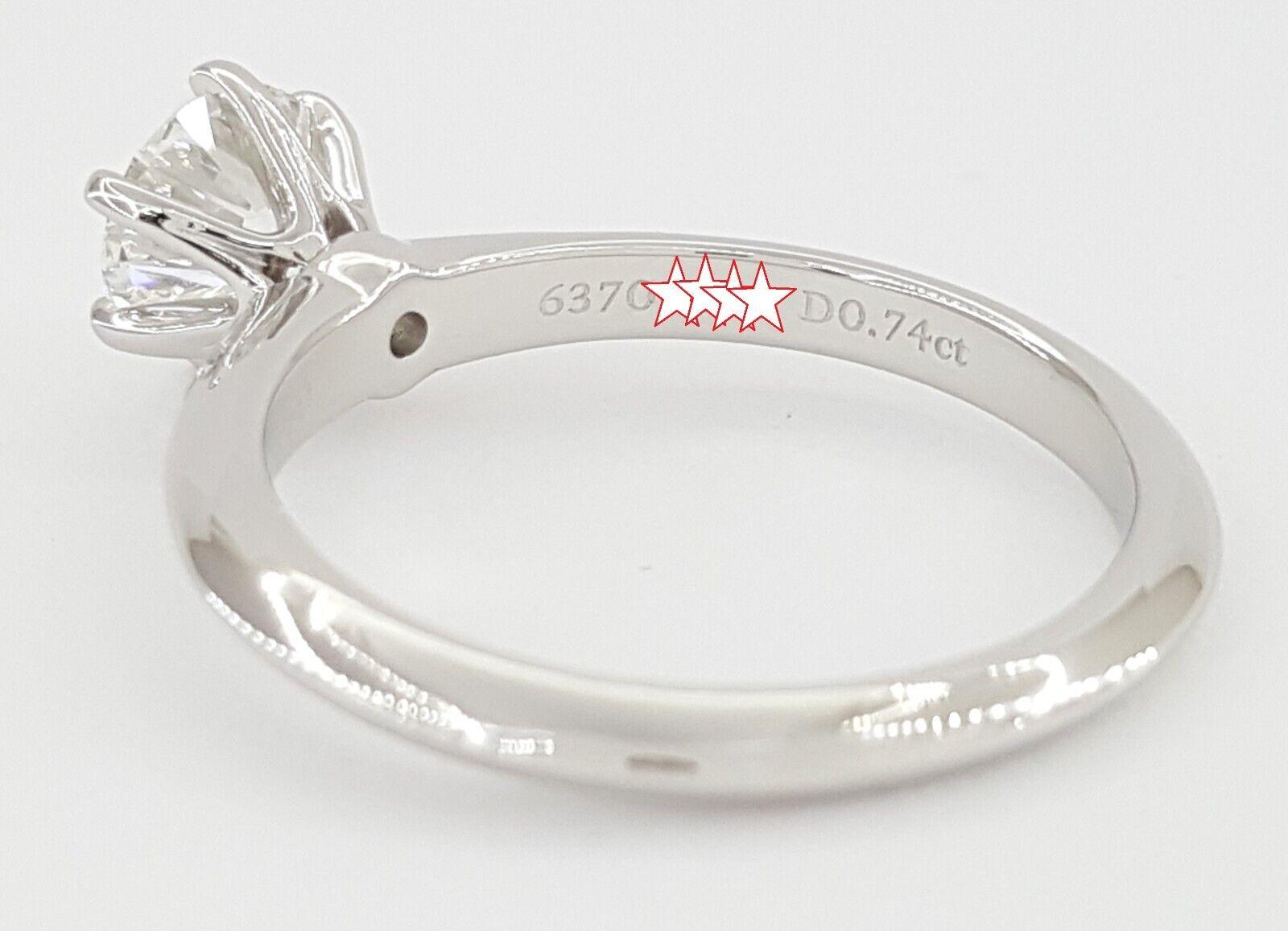 Tiffany & Co Round Diamond Solitaire Platinum Engagement Ring 0.74 ct Rtl 10.6K