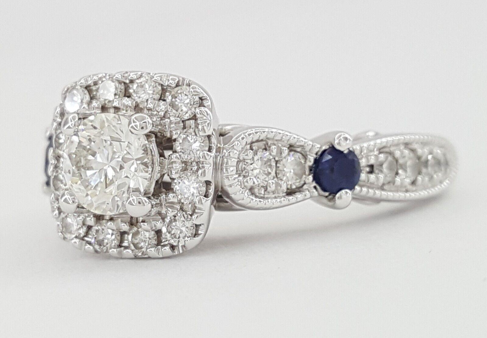 Vera Wang Love 14K Gold 0.72 ct Round Diamond Halo Engagement Ring Retail 2,999