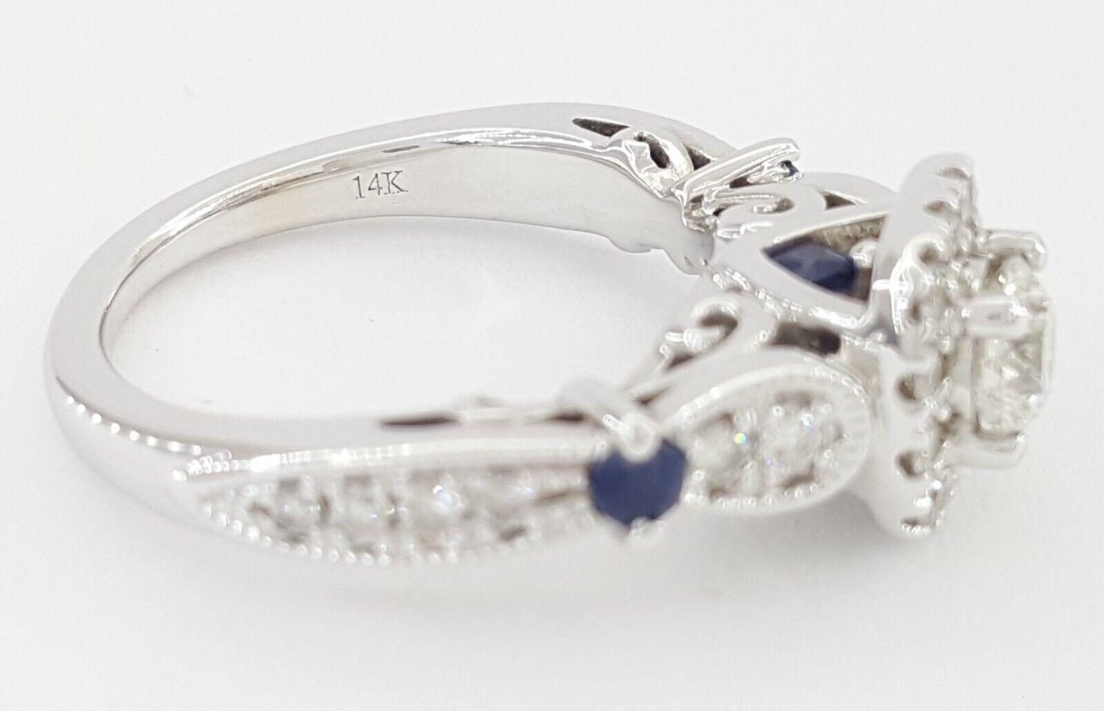Vera Wang Love 14K Gold 0.72 ct Round Diamond Halo Engagement Ring Retail 2,999