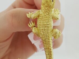 Vintage Alligator Brooch Pin 18K Yellow Gold Ruby Eyes 24.2 grams ~2.5"
