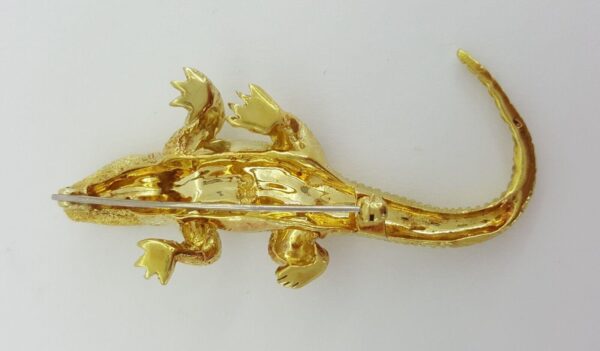 Vintage Alligator Brooch Pin 18K Yellow Gold Ruby Eyes 24.2 grams ~2.5"