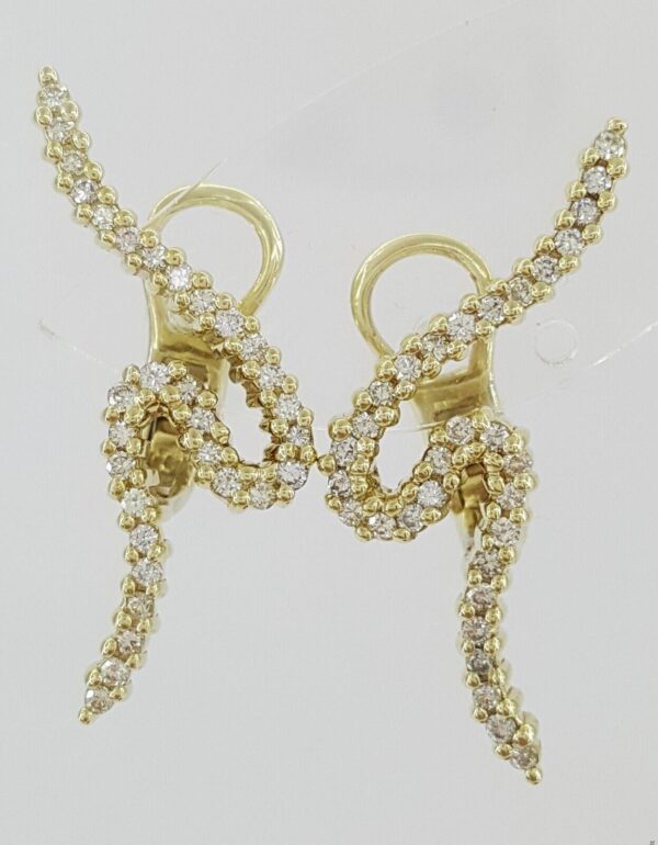 Vintage Jose Hess Climber Swirl Diamond Earrings 1 ct 14K Yellow Gold