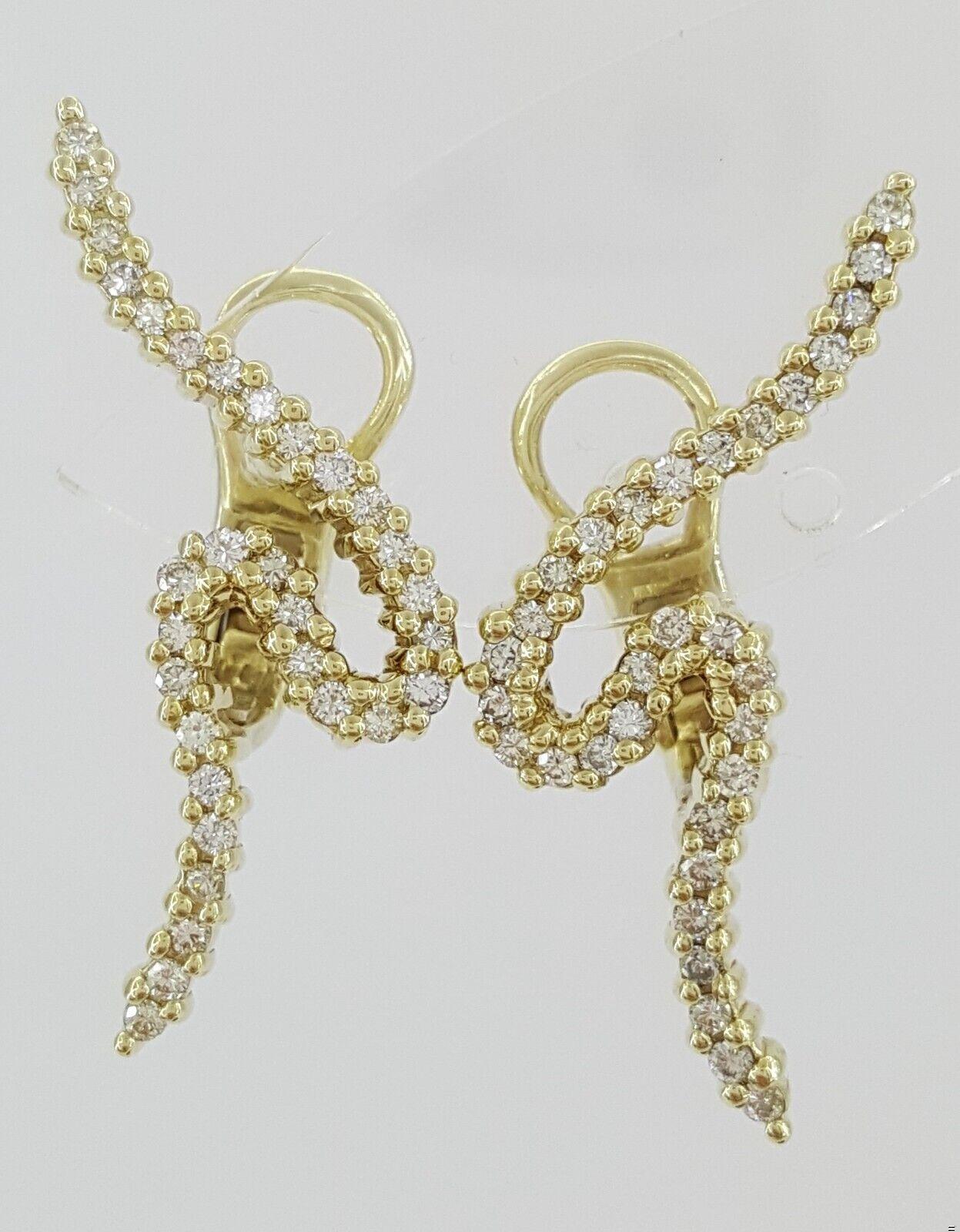 Vintage Jose Hess Climber Swirl Diamond Earrings 1 ct 14K Yellow Gold