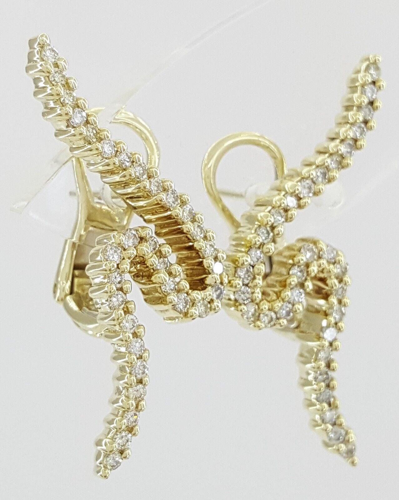 Vintage Jose Hess Climber Swirl Diamond Earrings 1 ct 14K Yellow Gold