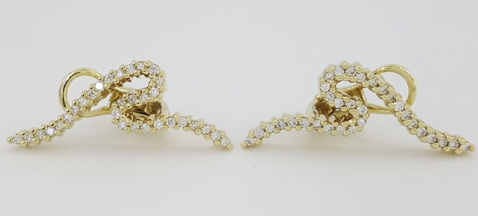 Vintage Jose Hess Climber Swirl Diamond Earrings 1 ct 14K Yellow Gold