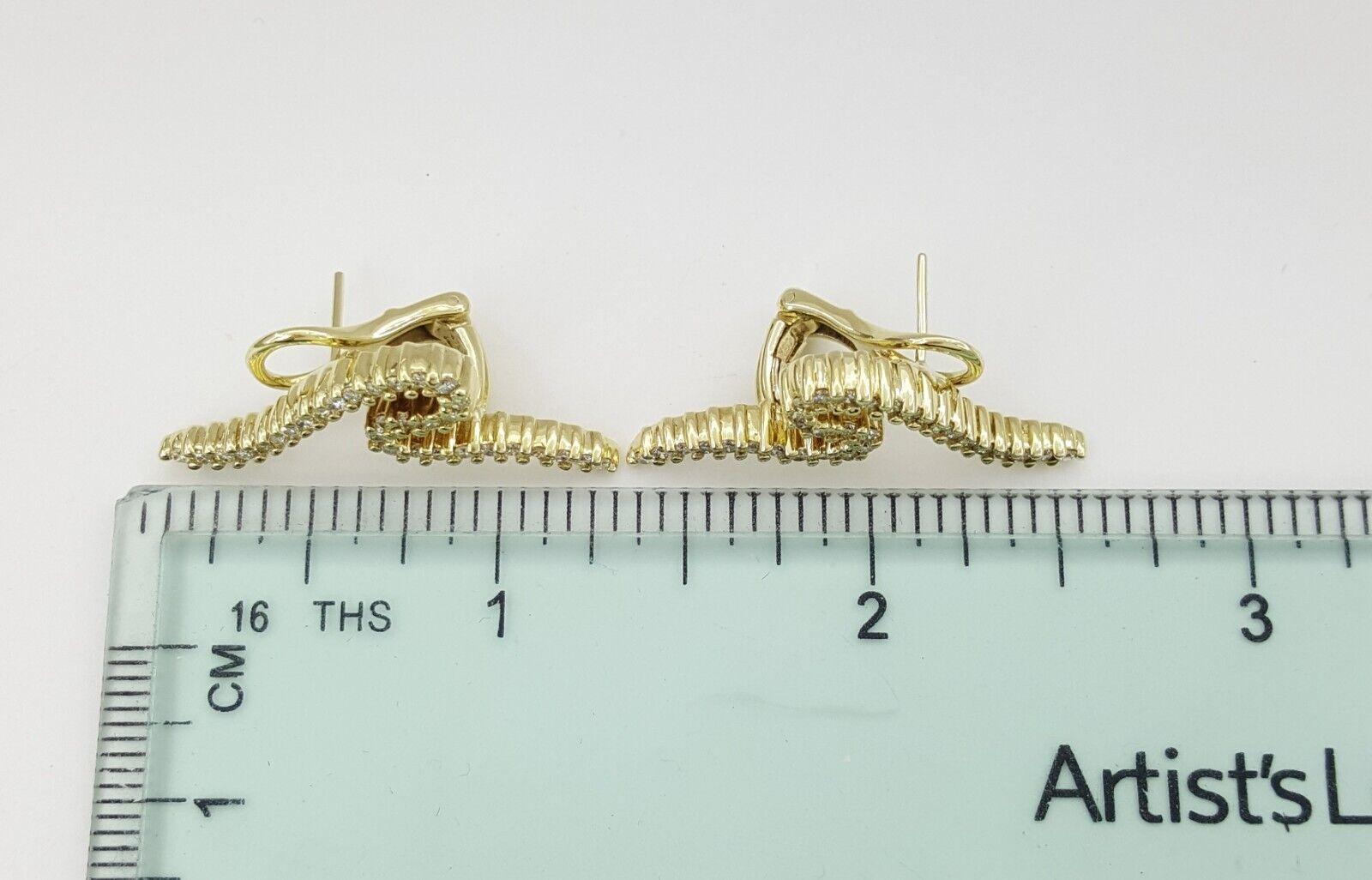 Vintage Jose Hess Climber Swirl Diamond Earrings 1 ct 14K Yellow Gold