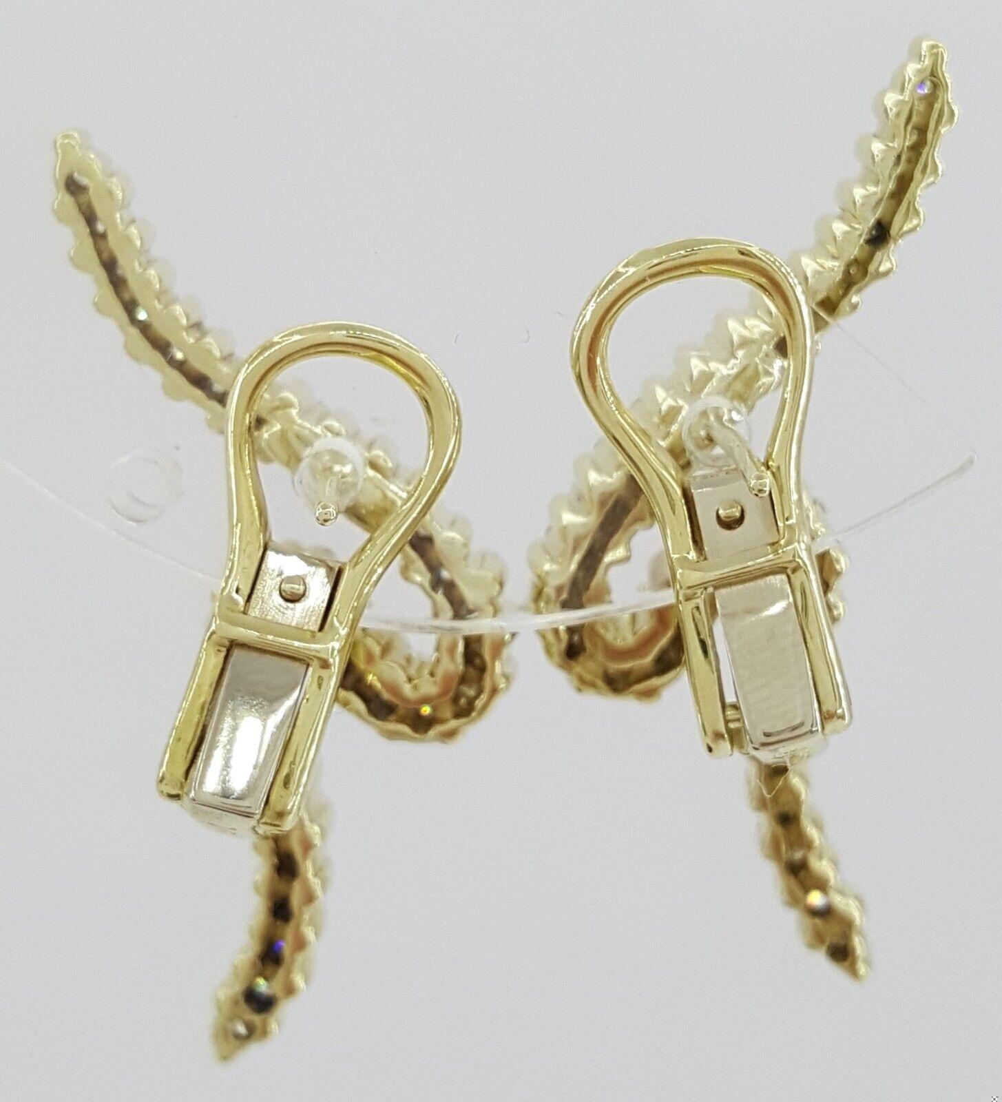 Vintage Jose Hess Climber Swirl Diamond Earrings 1 ct 14K Yellow Gold