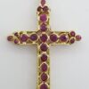 Vintage Round Ruby Reversible Cross Pendant 18k Yellow Gold ~1.7 ct 1.25"