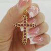 Vintage Round Ruby Reversible Cross Pendant 18k Yellow Gold ~1.7 ct 1.25"