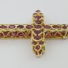 Vintage Round Ruby Reversible Cross Pendant 18k Yellow Gold ~1.7 ct 1.25"