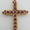 Vintage Round Ruby Reversible Cross Pendant 18k Yellow Gold ~1.7 ct 1.25"