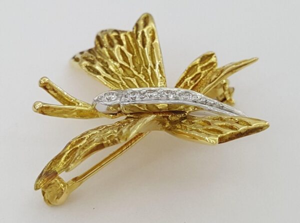 Vintage Tiffany & Co Diamond Butterfly Brooch Pin 0.09 ct 18k Yellow Gold Plat