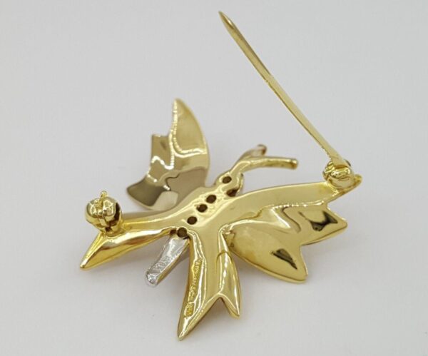 Vintage Tiffany & Co Diamond Butterfly Brooch Pin 0.09 ct 18k Yellow Gold Plat