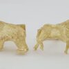 Wall Street Stock Market Bull & Bear Cufflinks Solid 14k Yellow Gold 16.9 Grams