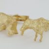 Wall Street Stock Market Bull & Bear Cufflinks Solid 14k Yellow Gold 16.9 Grams