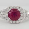 Round Burma Ruby Diamond Halo Ring 1.2 ct 14k White Gold Retail 3,095