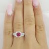 Round Burma Ruby Diamond Halo Ring 1.2 ct 14k White Gold Retail 3,095