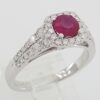 Round Burma Ruby Diamond Halo Ring 1.2 ct 14k White Gold Retail 3,095