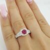 Round Burma Ruby Diamond Halo Ring 1.2 ct 14k White Gold Retail 3,095