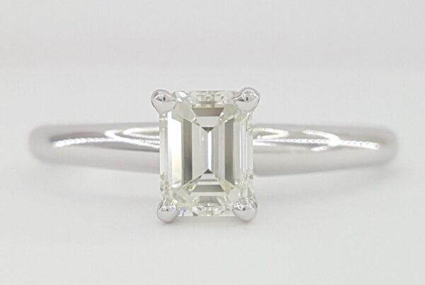 Emerald Cut Diamond Solitaire Engagement Ring 0.5 ct 14k W Gold