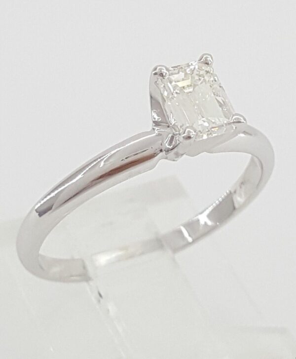 Emerald Cut Diamond Solitaire Engagement Ring 0.5 ct 14k W Gold