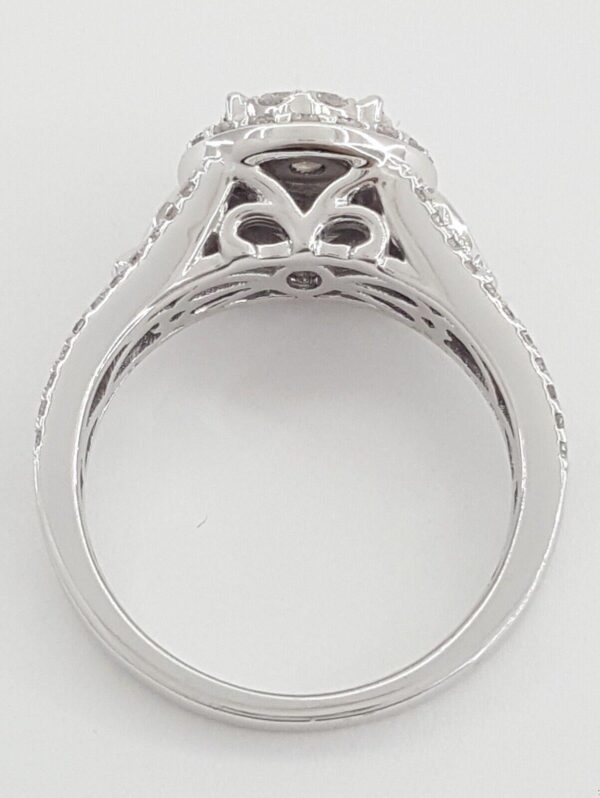 Round Diamond Double Halo Engagement Ring 1.02 ct 10K White Gold Retail 1,500