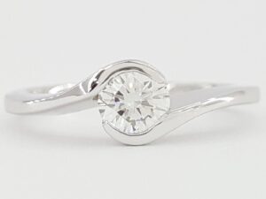 Round Cut Diamond ByPass Solitaire Engagement Ring 0.52 ct 14k White Gold