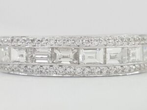 Baguette & Round Diamond Wedding Anniversary Band Ring 1 .05 ct 14k White Gold