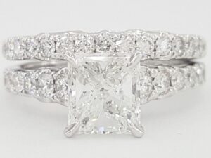 Rectangular Radiant Cut Diamond Engagement Ring Set 2.37 ct 14K Gold Rtl 19k