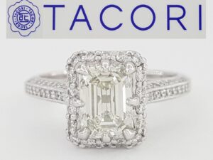 Simply TACORI 2502EMP Emerald Halo Diamond 1.38 ct Platinum Engagement Ring GIA